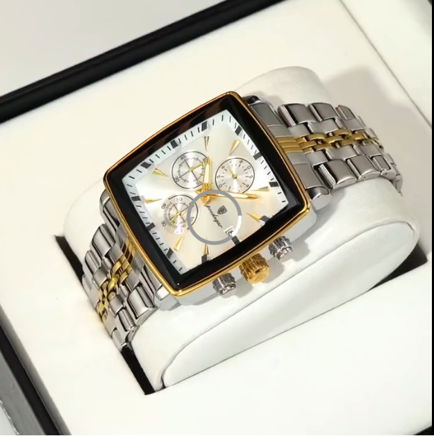 ABU USMAN, Luxury Square Sport Man Wrist watch Waterproof Luminous Chronograph Quartz Men's Watches Stainless Steel.