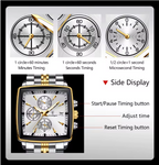 ABU USMAN, Luxury Square Sport Man Wrist watch Waterproof Luminous Chronograph Quartz Men's Watches Stainless Steel.