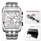 ABU USMAN Men's Business Square Watch Analogue Chronograph Waterproof AUTO Date Quartz Watch, bracelet