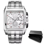 ABU USMAN Men's Business Square Watch Analogue Chronograph Waterproof AUTO Date Quartz Watch, bracelet